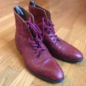 John Fluevog Red Leather Boots